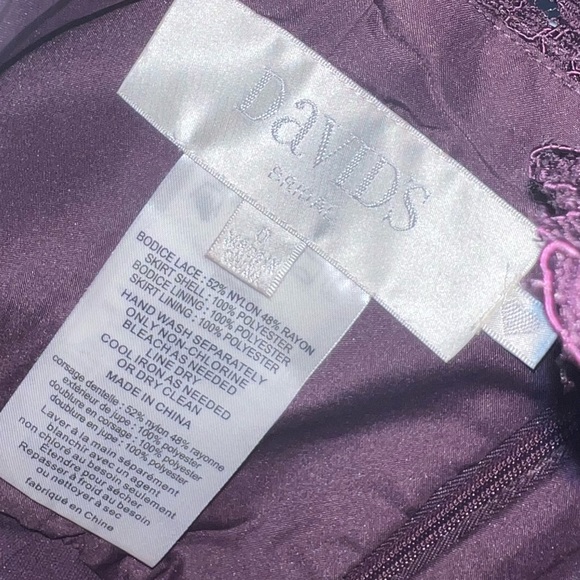 David’s Bridal Dark Purple Floral polyester long formal dress size 0 - Picture 13 of 16